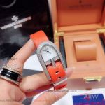 Perfect Replica Vacheron Constantin HEURES CRÉATIVES White Dial Orange Silk Strap 25mm Women's Watch